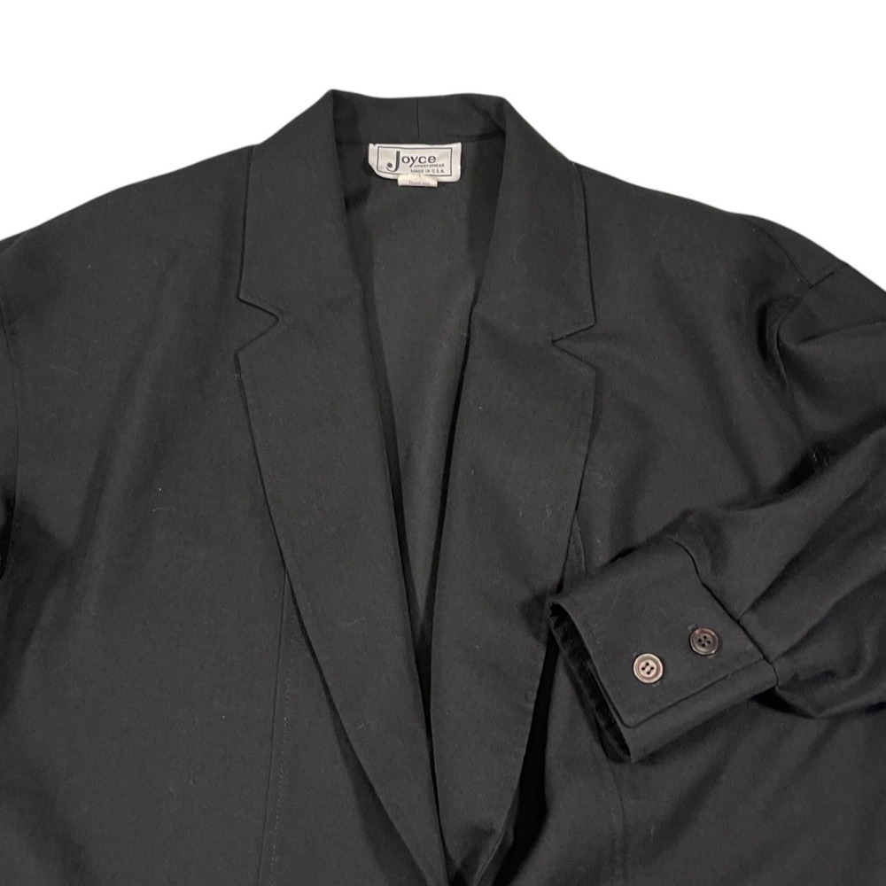 Vintage Joyce 6 Black Blazer Single Button Jacket Union Made Dark Academia 80s